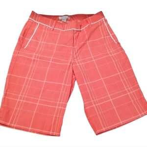 Lady Hagen Coral Plaid Golf Bermuda Athletic Shorts Size 4
